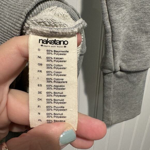 Naketano Gray Tunic Sweatshirt Cowl Neck Size Medium - Picture 7 of 8